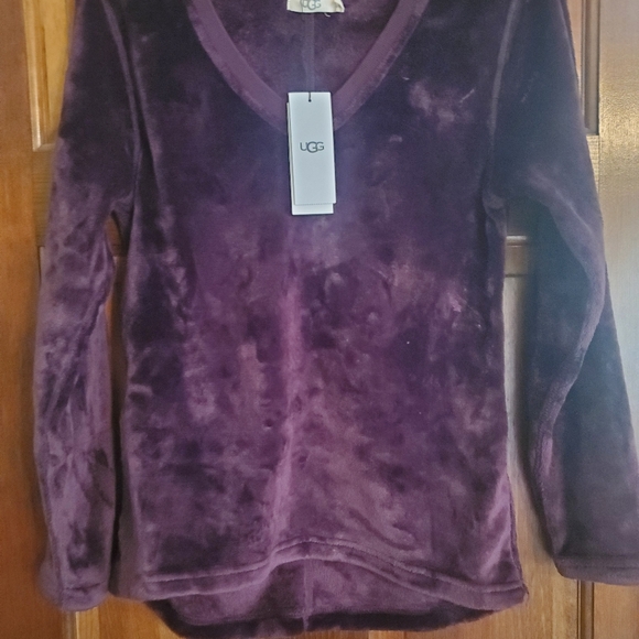 UGG Daisy Plum Fleece Plush Pullover Lounge Shirt Sweatshirt - Picture 3 of 4